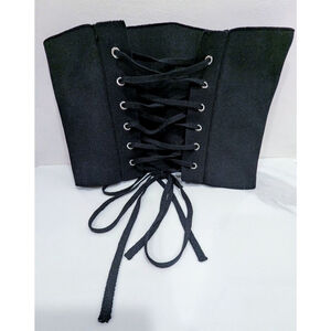 Black Lace-Up Corset Belt